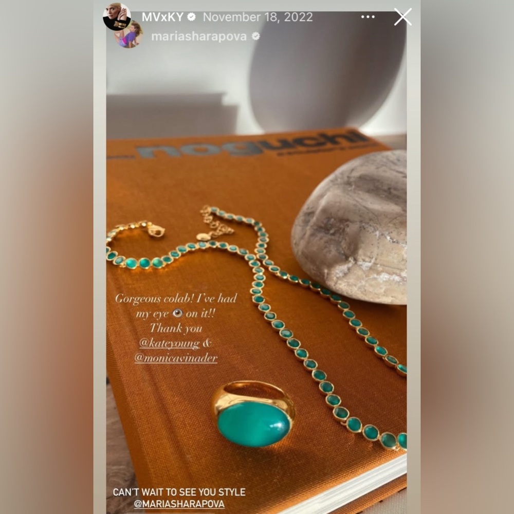 ‼️SOLD!!‼️Monica Vinader x Kate Young Green Onyx Tennis Necklace 18K Vermeil - Picture 12 of 13
